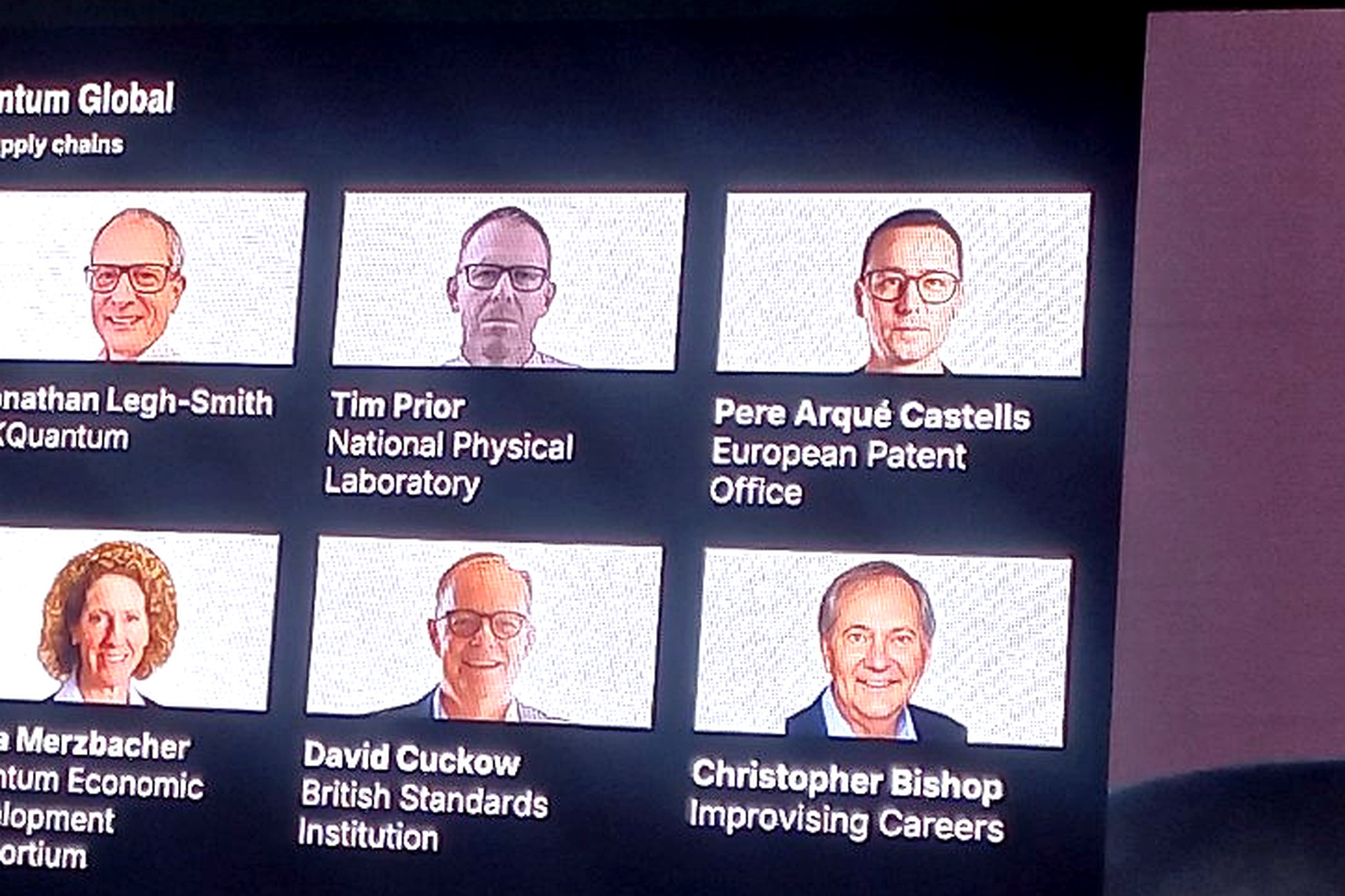 Commercialising Quantum Global panel with speakers discussing quantum ecosystems.
